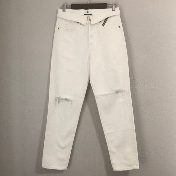 Jean Atelier Women’s Size 28 High Rise Flip Waist Distressed Denim Jeans - Picture 1 of 16